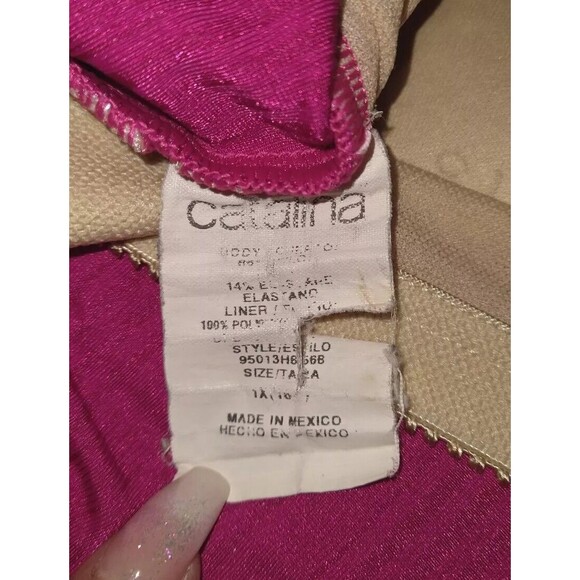 Vintage 90's Catalina Solid Hot Pink Swimsuit Size 1X - Picture 10 of 13